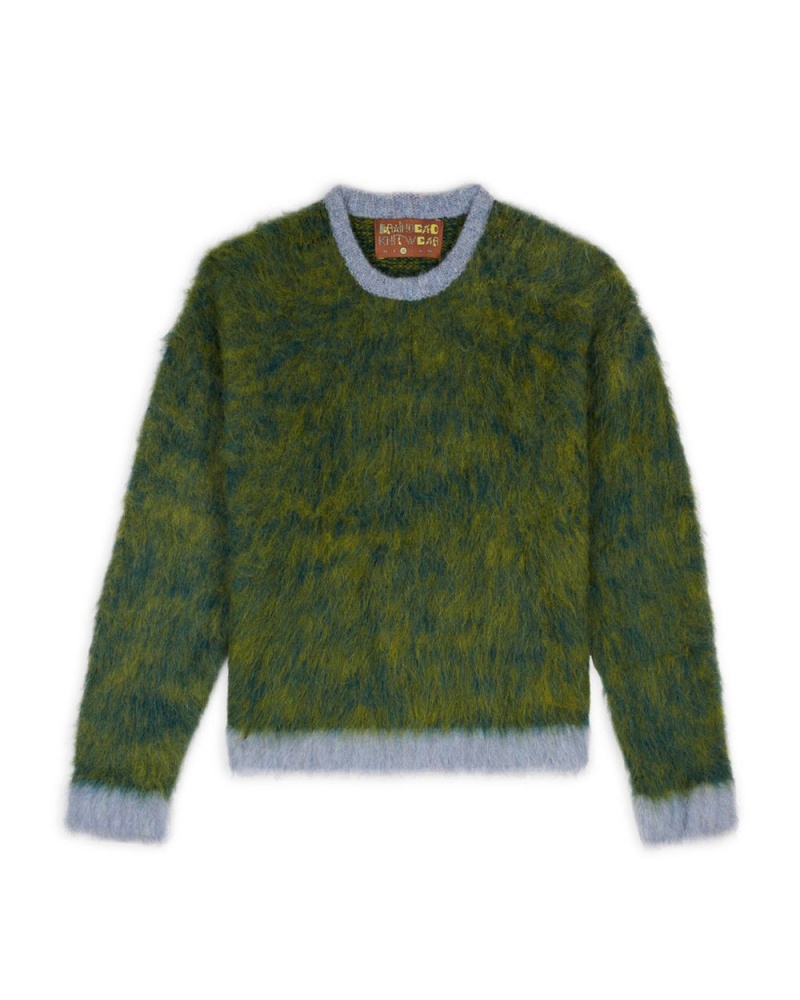 Green Brain Dead Marled Alpaca Crewneck Sweater | USA KCZL74065