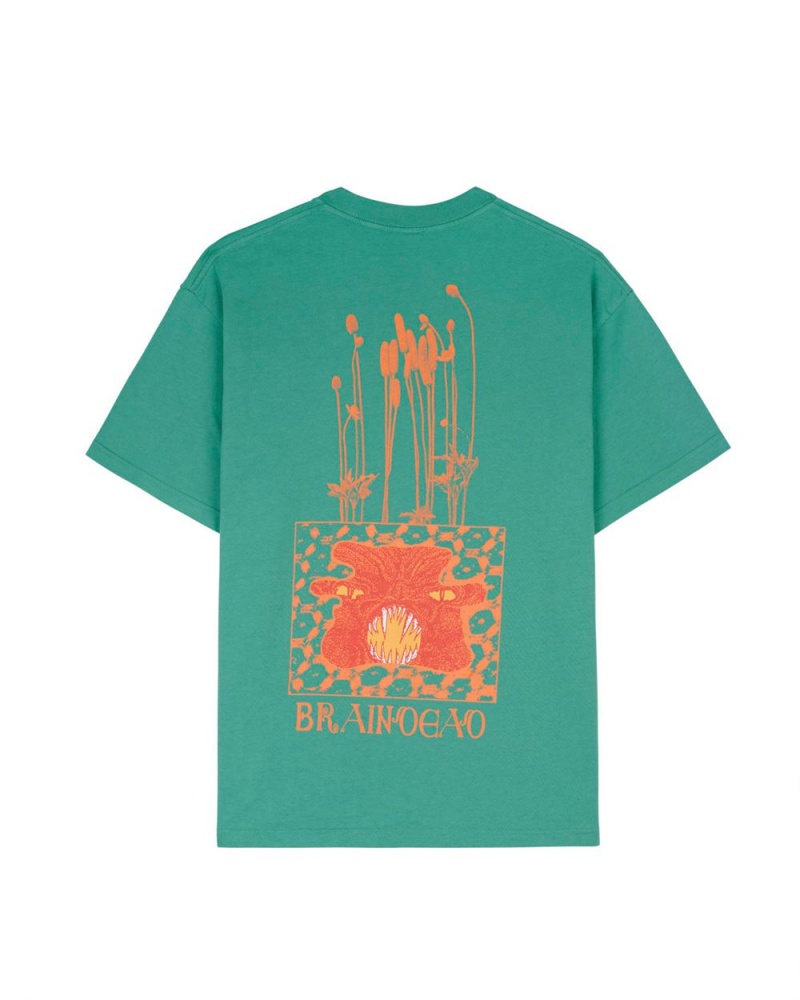 Green Brain Dead Monstera T-Shirt | USA SLGI65408