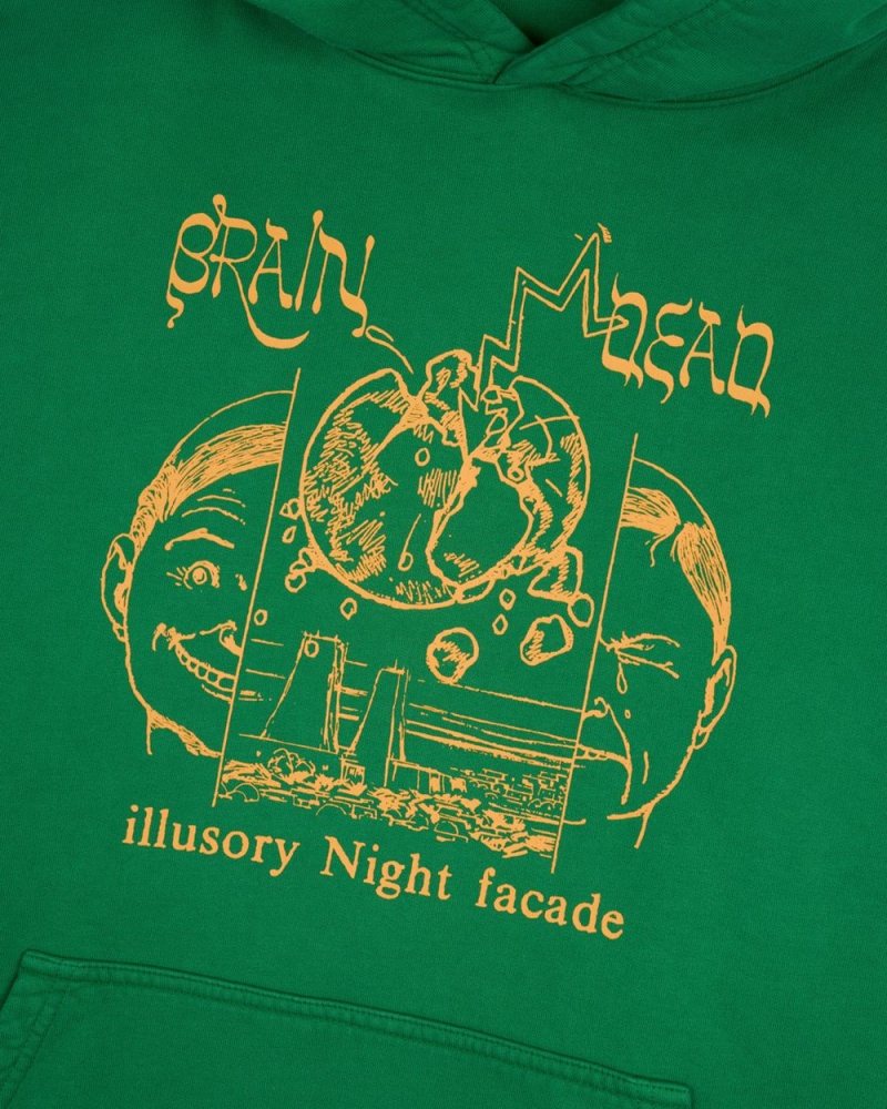 Green Brain Dead Night Facade Hoodie | USA NHZC02541