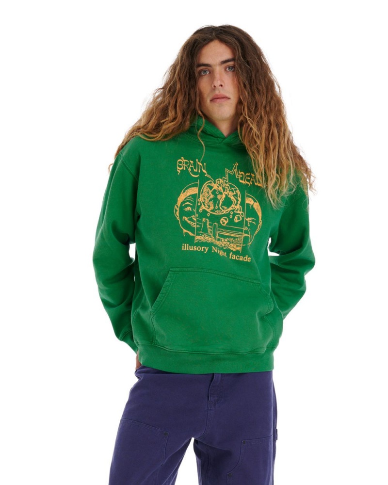 Green Brain Dead Night Facade Hoodie | USA NHZC02541