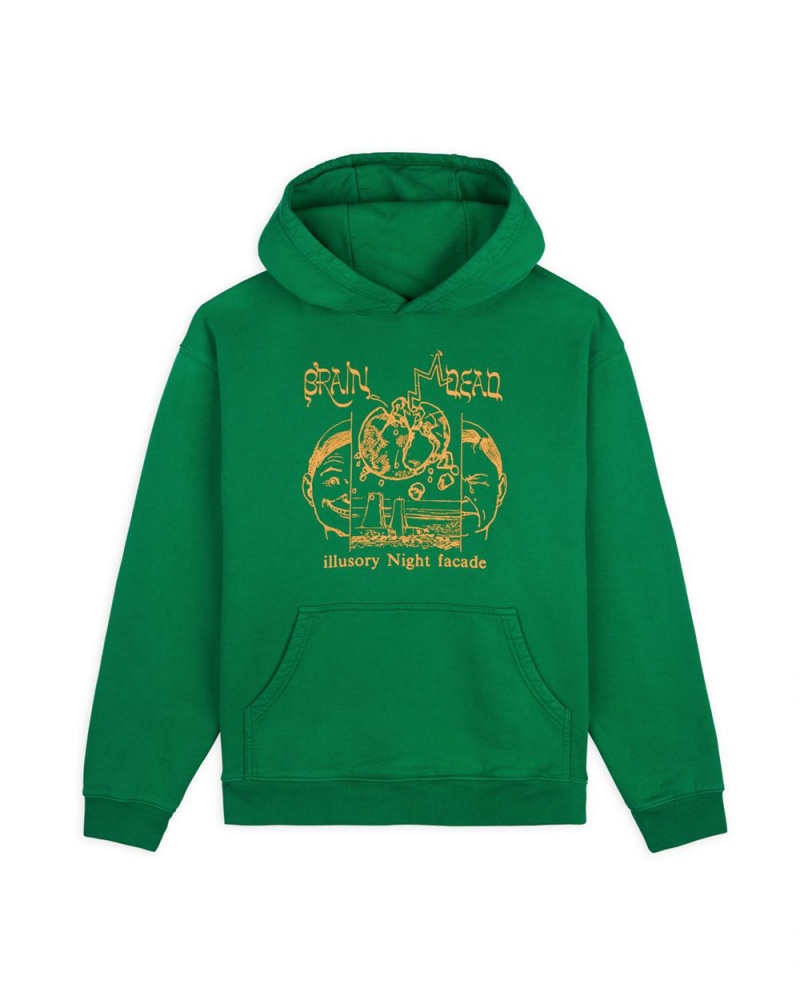 Green Brain Dead Night Facade Hoodie | USA NHZC02541