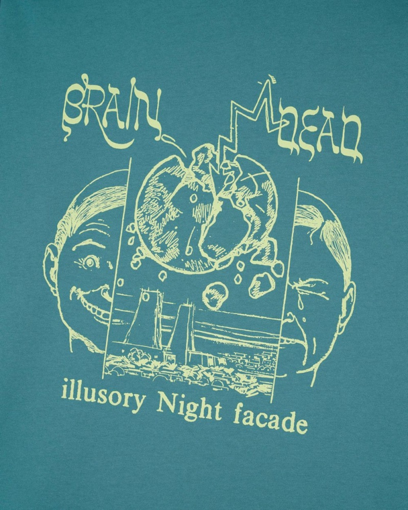 Green Brain Dead Night Facade T-Shirt | USA ICGF84123