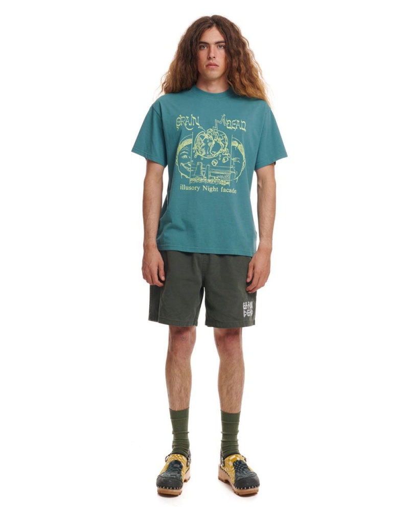 Green Brain Dead Night Facade T-Shirt | USA ICGF84123