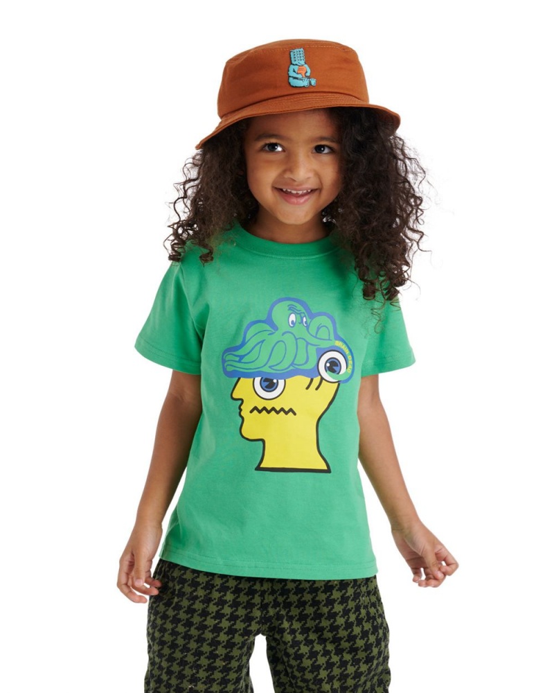 Green Brain Dead Octopus Kids T-Shirt | USA OQYS50163