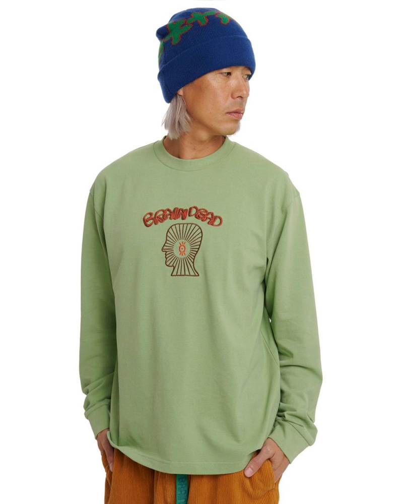 Green Brain Dead Oracle Pique Long Sleeve Shirt | USA LYXP06721