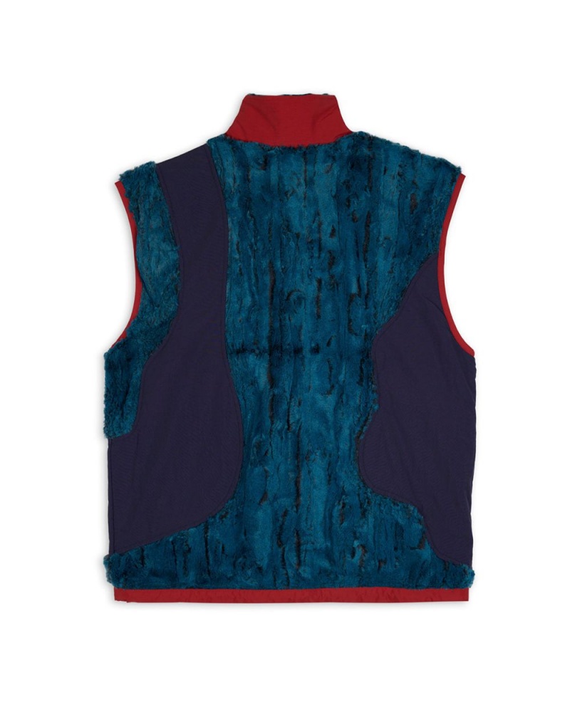 Green Brain Dead Organic Paneled Fur Vest | USA GAFD49837