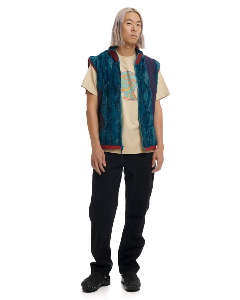 Green Brain Dead Organic Paneled Fur Vest | USA GAFD49837