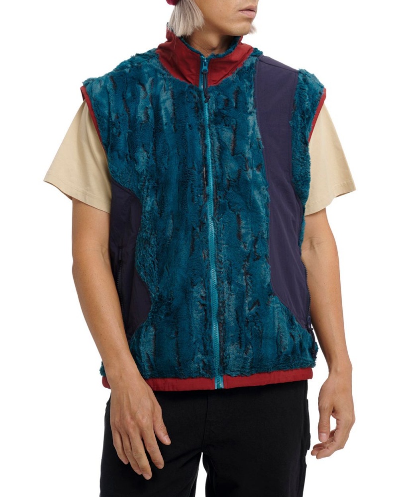 Green Brain Dead Organic Paneled Fur Vest | USA GAFD49837