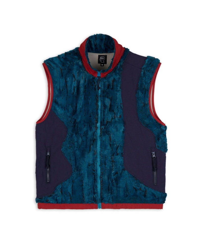 Green Brain Dead Organic Paneled Fur Vest | USA GAFD49837