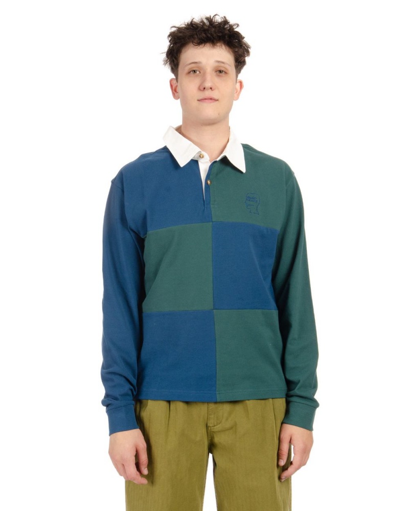 Green Brain Dead Paneled Rugby Shirt | USA XADC47516