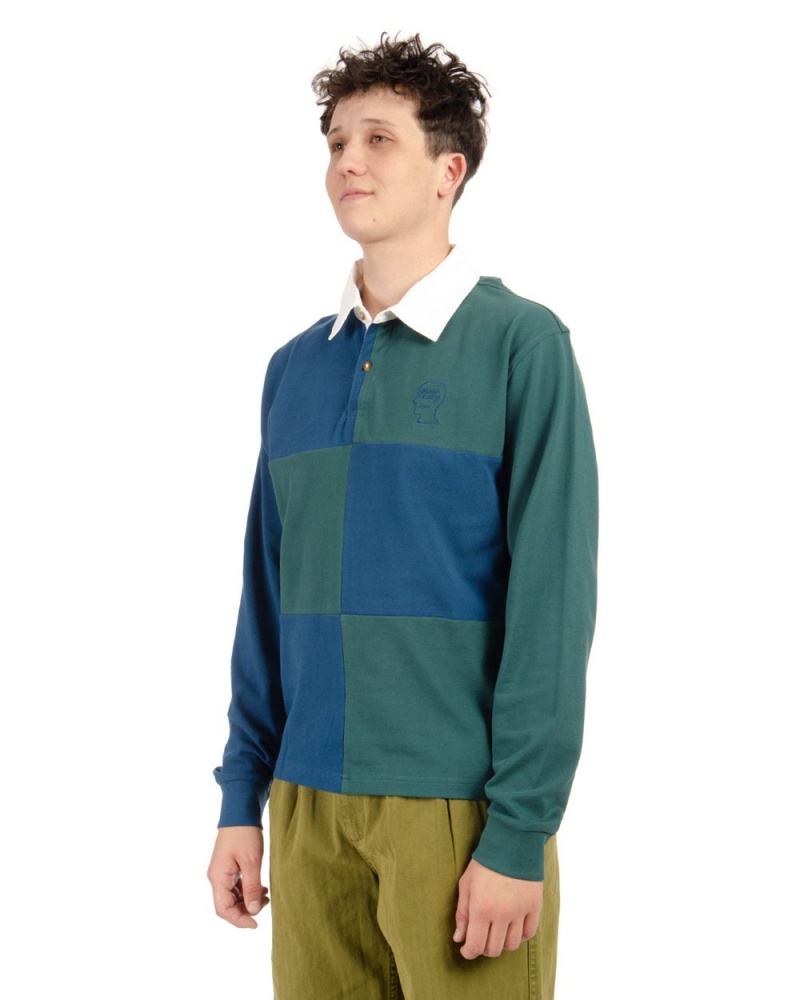 Green Brain Dead Paneled Rugby Shirt | USA XADC47516