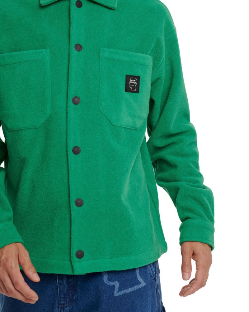 Green Brain Dead Polar Fleece Climber Shirt | USA DUHK54870