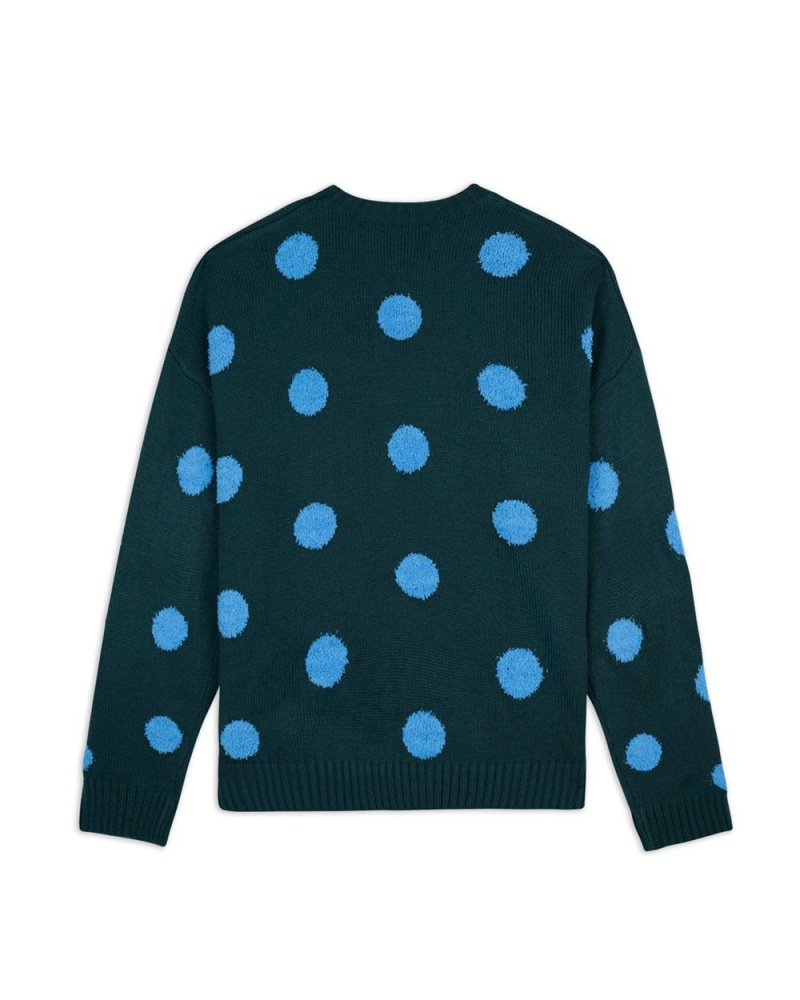 Green Brain Dead Polka Pile Crewneck Sweater | USA MAVO59721