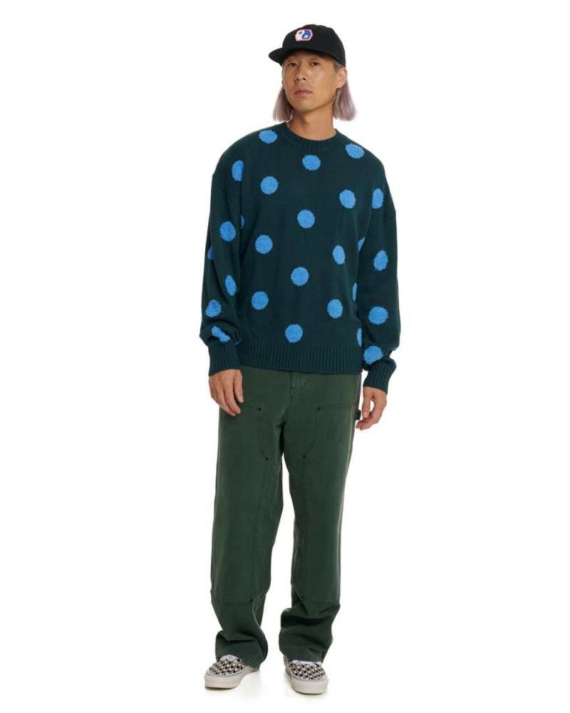 Green Brain Dead Polka Pile Crewneck Sweater | USA MAVO59721