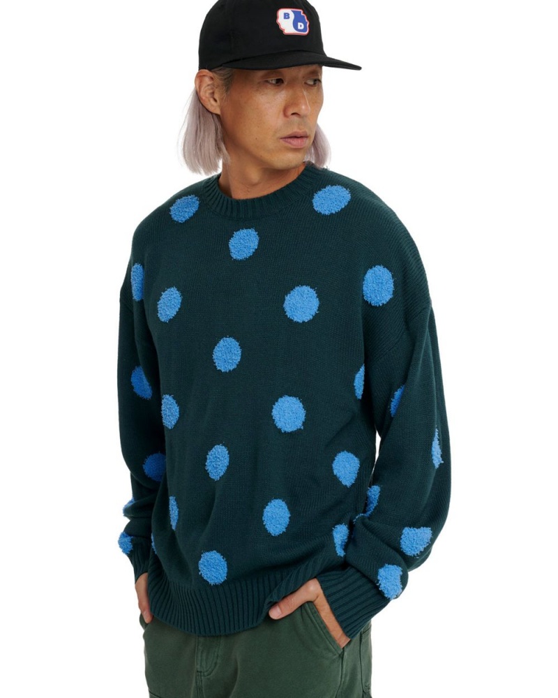 Green Brain Dead Polka Pile Crewneck Sweater | USA MAVO59721