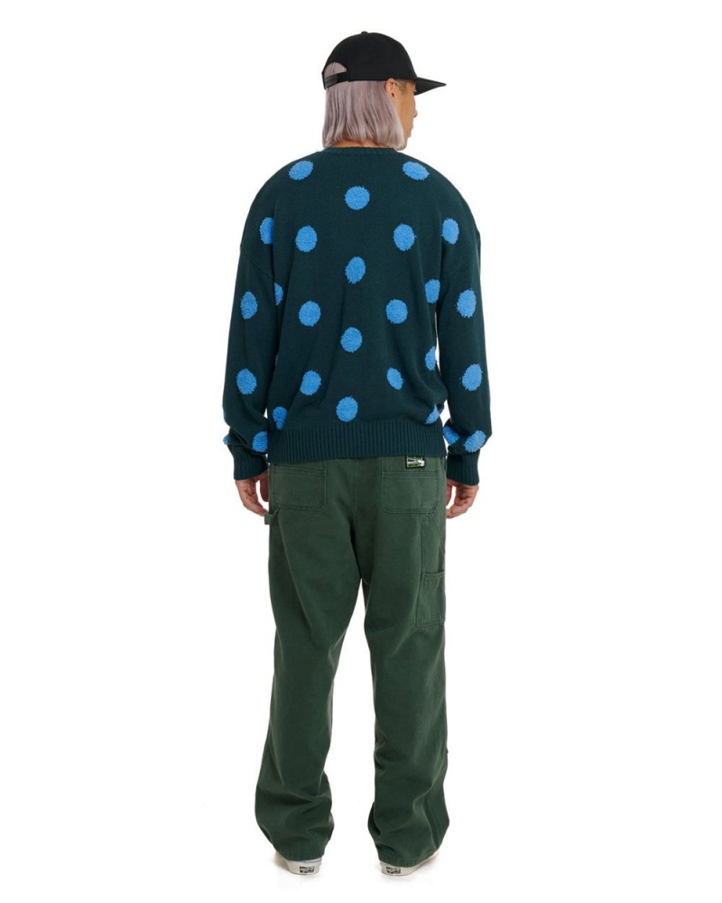 Green Brain Dead Polka Pile Crewneck Sweater | USA MAVO59721