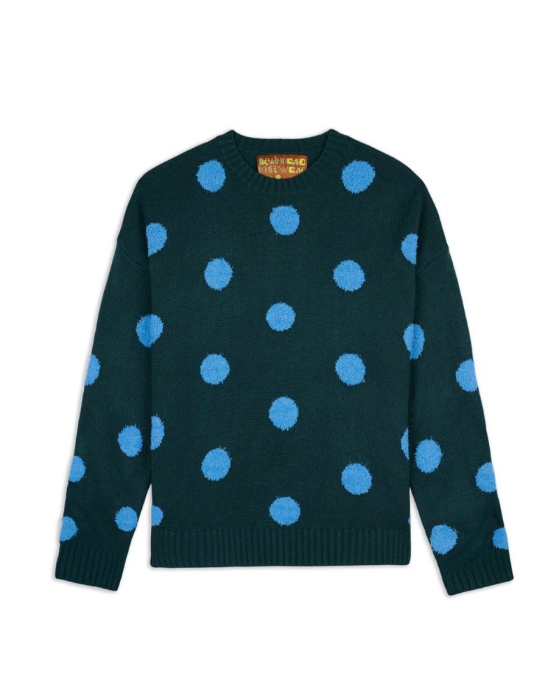 Green Brain Dead Polka Pile Crewneck Sweater | USA MAVO59721