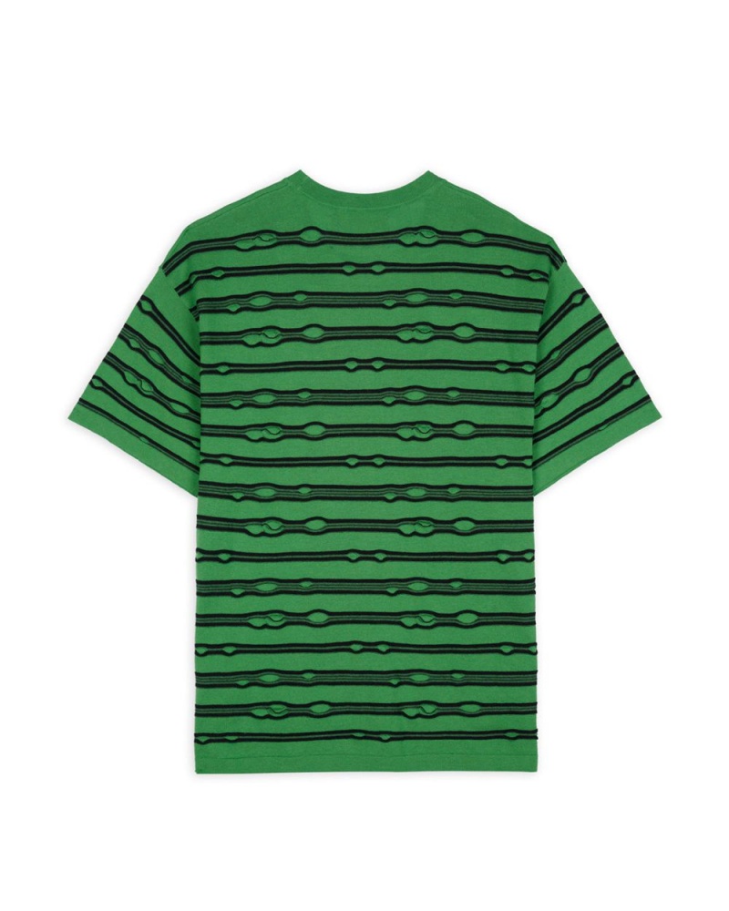 Green Brain Dead Puckered Striped T-Shirt | USA DXGH29704