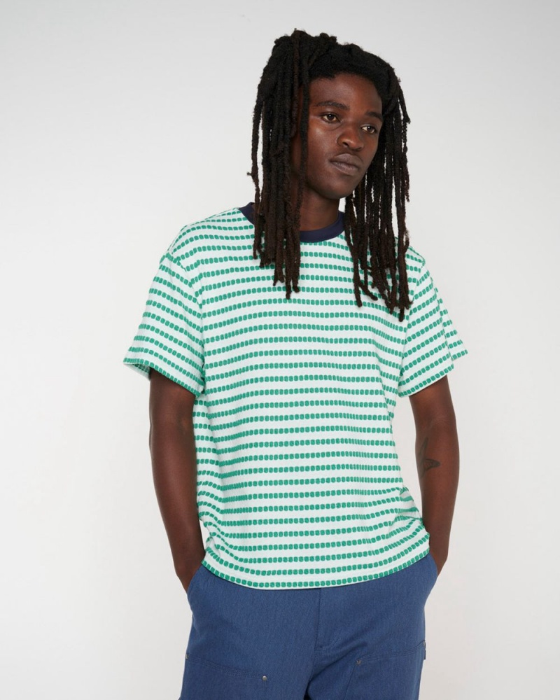 Green Brain Dead Raised Dot Striped T-Shirt | USA AUBL98607