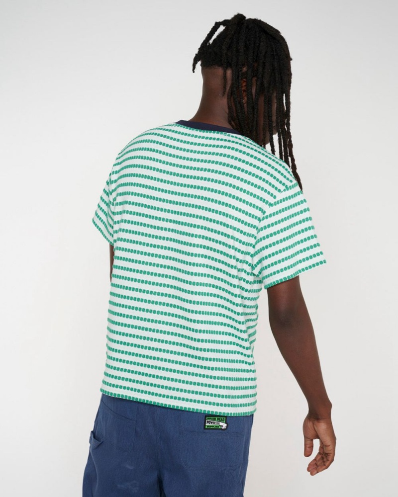 Green Brain Dead Raised Dot Striped T-Shirt | USA AUBL98607