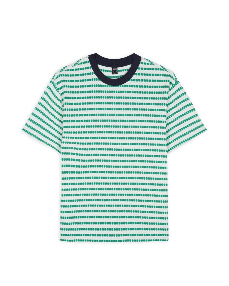 Green Brain Dead Raised Dot Striped T-Shirt | USA AUBL98607