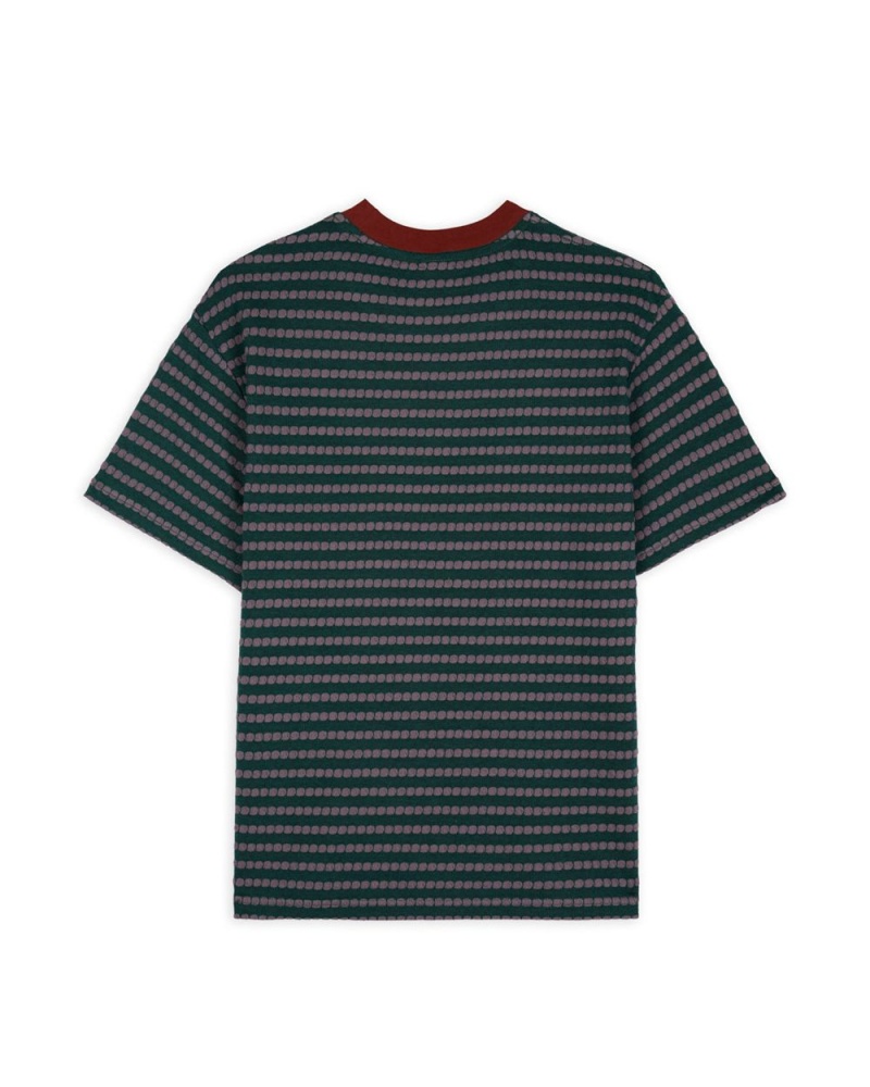 Green Brain Dead Raised Dot Striped T-Shirt | USA CPAI23946