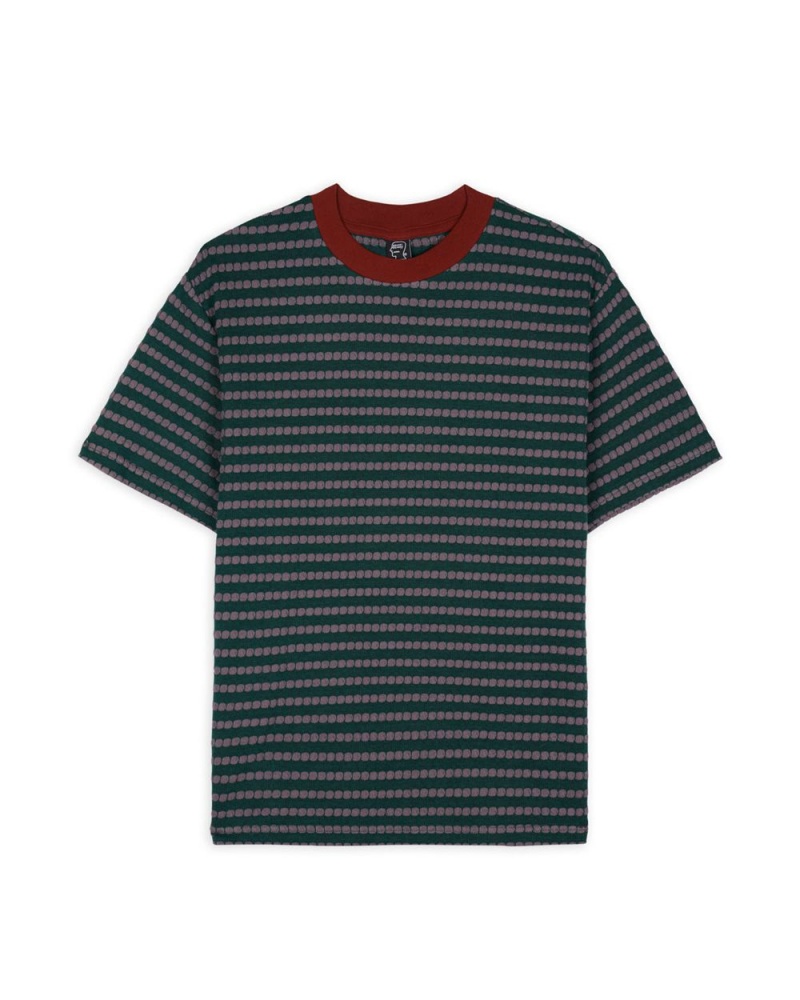 Green Brain Dead Raised Dot Striped T-Shirt | USA CPAI23946