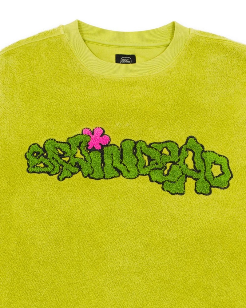 Green Brain Dead Slime Reverse Fleece Crewneck Sweatshirt | USA PCFJ29147