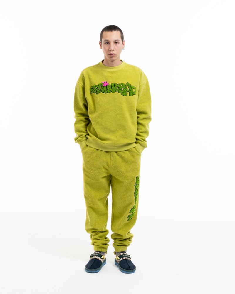 Green Brain Dead Slime Reverse Fleece Crewneck Sweatshirt | USA PCFJ29147