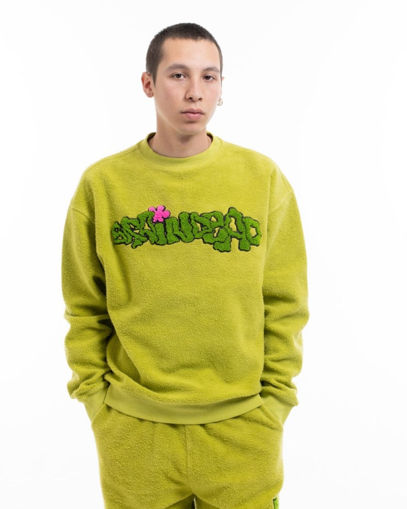 Green Brain Dead Slime Reverse Fleece Crewneck Sweatshirt | USA PCFJ29147