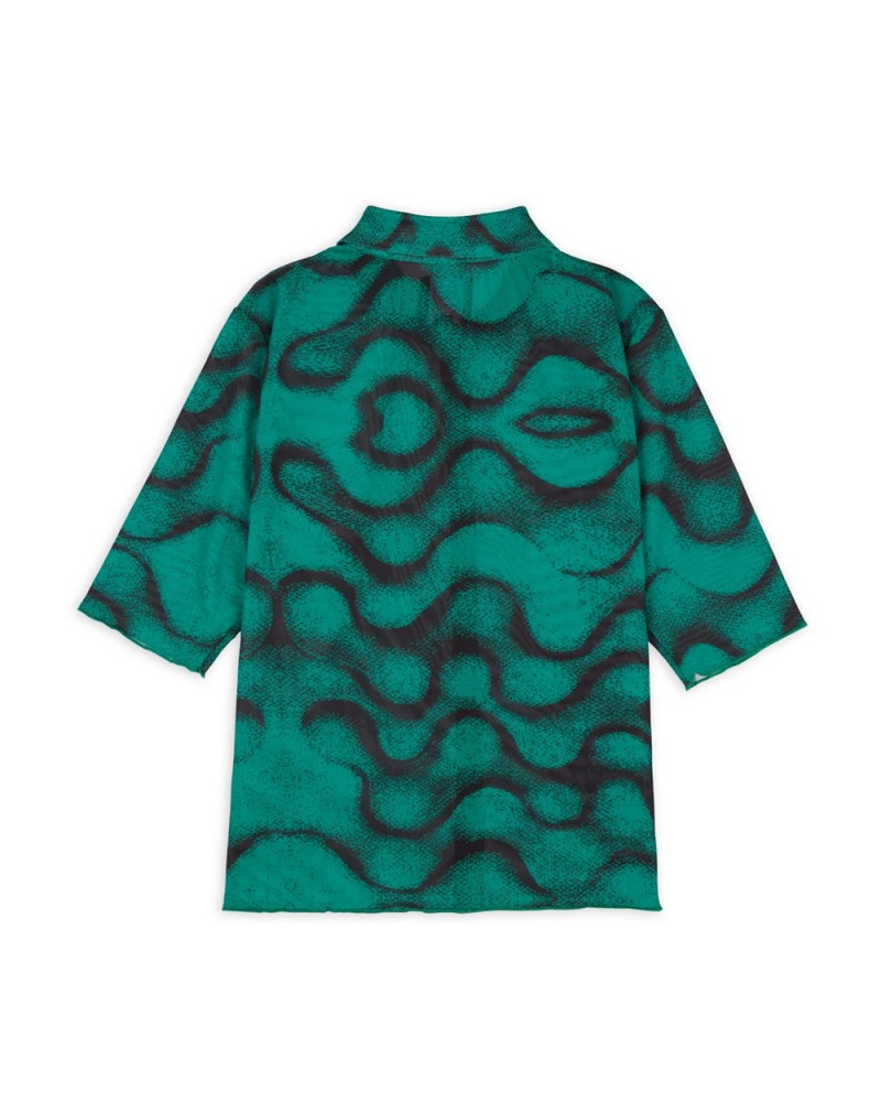 Green Brain Dead Squiggle Hyper Mesh Shirt | USA FOTA70162