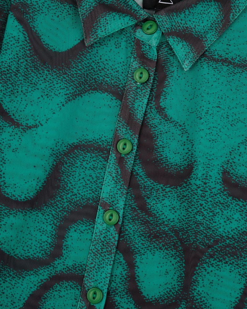 Green Brain Dead Squiggle Hyper Mesh Shirt | USA FOTA70162