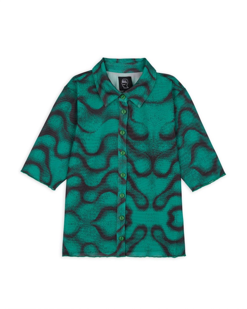 Green Brain Dead Squiggle Hyper Mesh Shirt | USA FOTA70162