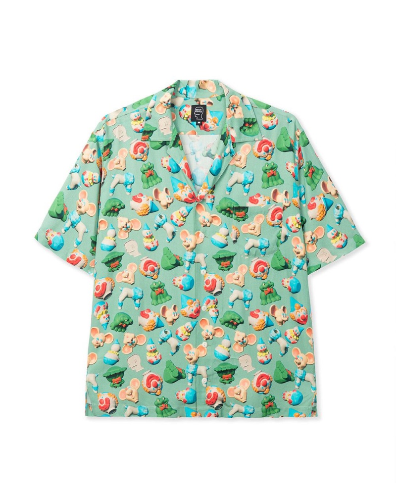 Green Brain Dead Steve Smith 3d Toy Box Short Sleeve Hawaiian Shirt | USA YGKF85016