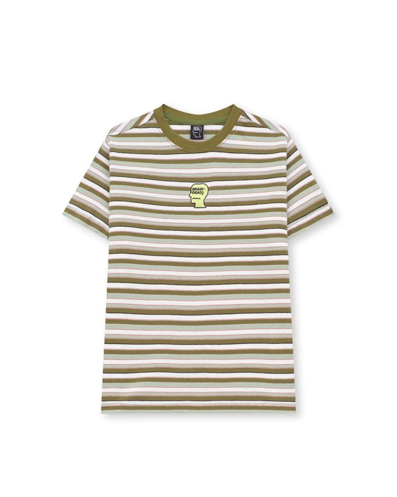 Green Brain Dead Striped Baby T-Shirt | USA LDYP23891