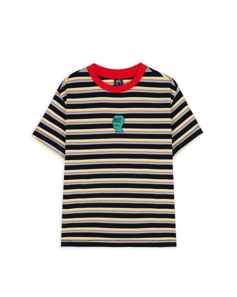 Green Brain Dead Striped Baby Tee T-Shirt | USA GEBX03261