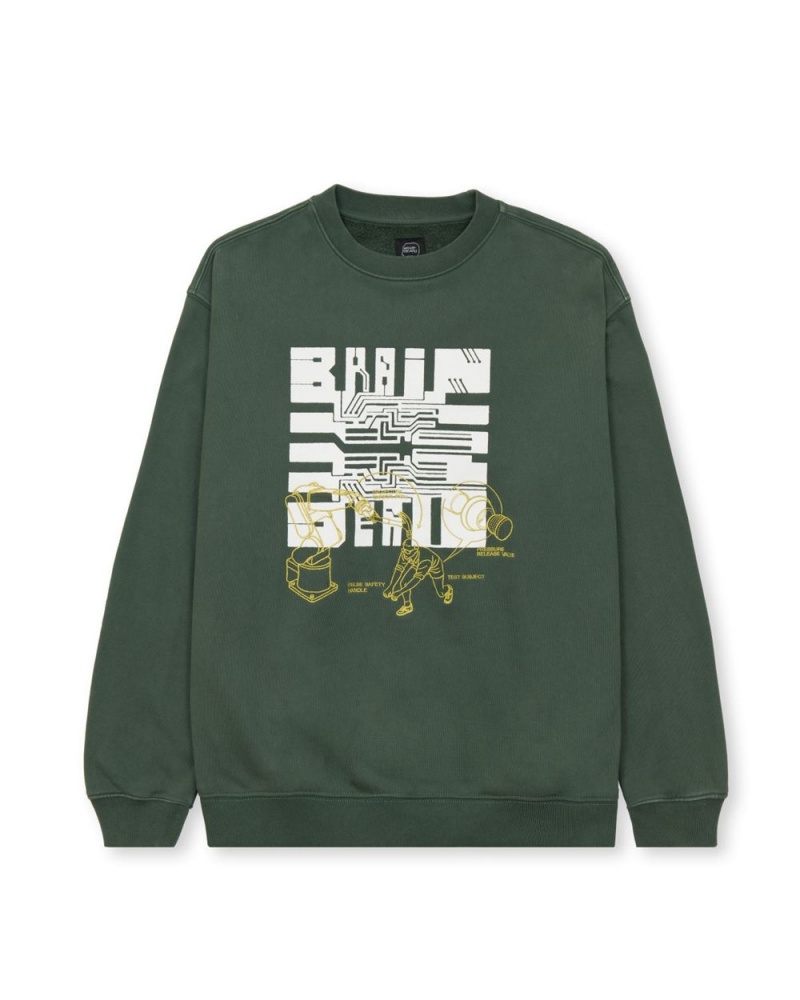 Green Brain Dead Tutorials Crewneck Sweatshirt | USA FRIK15036