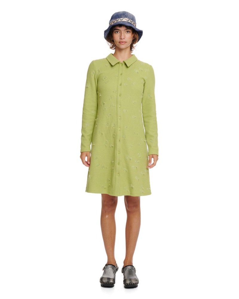 Green Brain Dead Waffle Puff Dress | USA TIBE35062