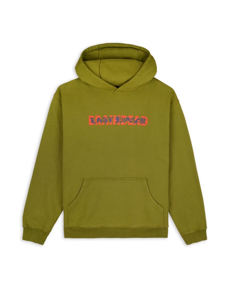 Green Brain Dead Warn End Aesthetics Hoodie | USA SLME95832