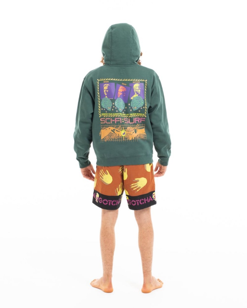 Green Brain Dead X Gotcha Sci-Fi Surf Sweatshirt Hoodie | USA NJIP40517