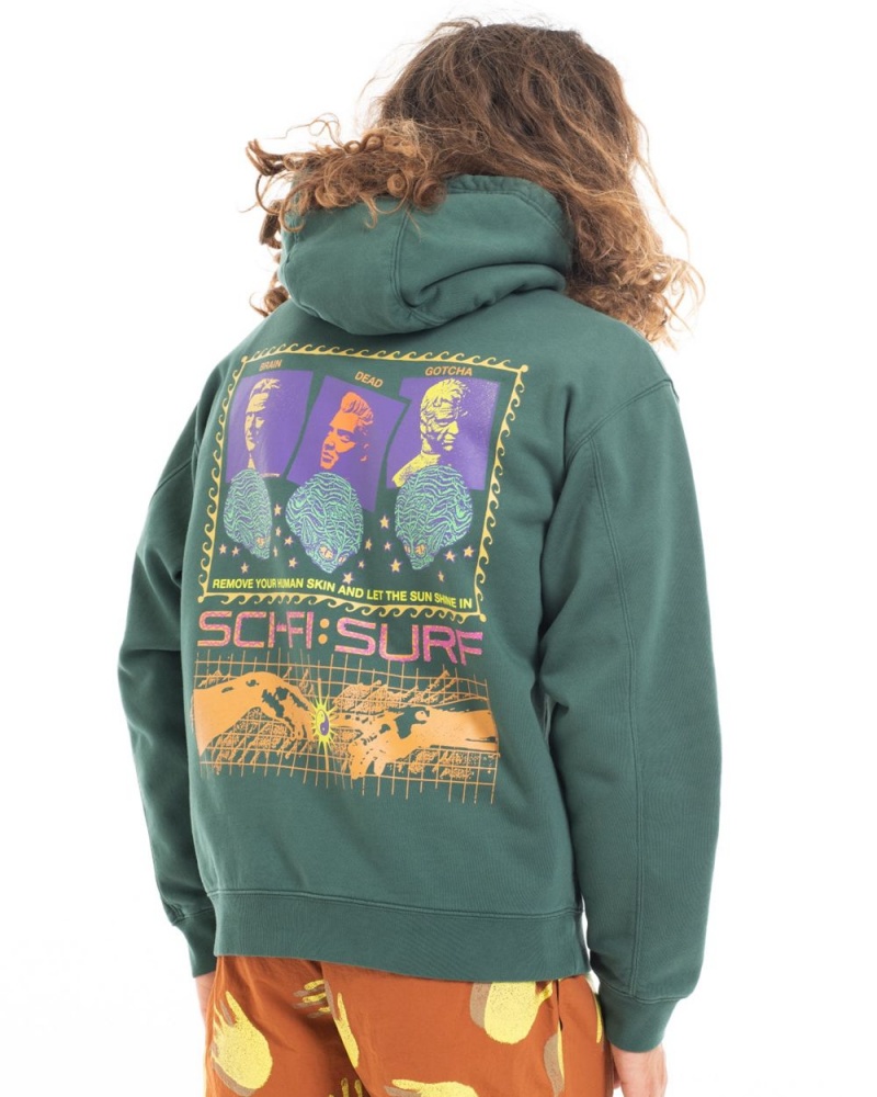 Green Brain Dead X Gotcha Sci-Fi Surf Sweatshirt Hoodie | USA NJIP40517