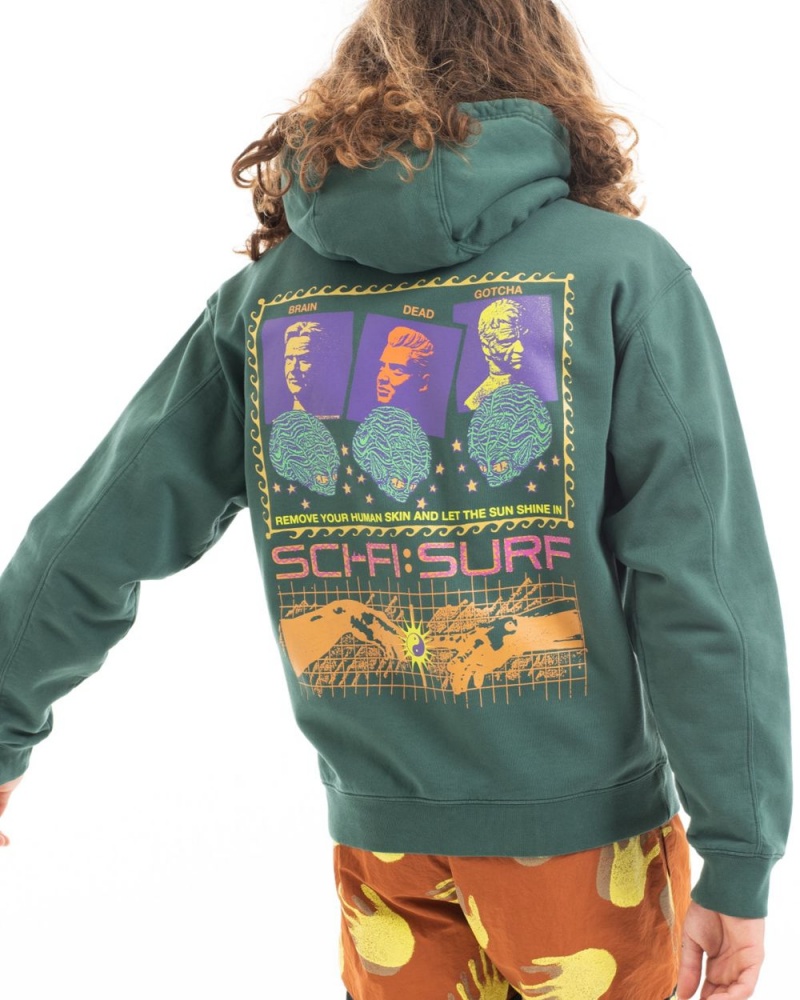 Green Brain Dead X Gotcha Sci-Fi Surf Sweatshirt Hoodie | USA NJIP40517