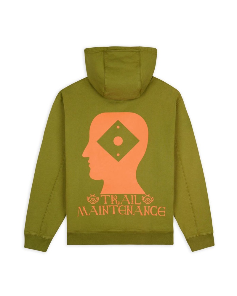 Green Brain Dead X Rapha Logo Lock Sweatshirt Hoodie | USA IHUM06237