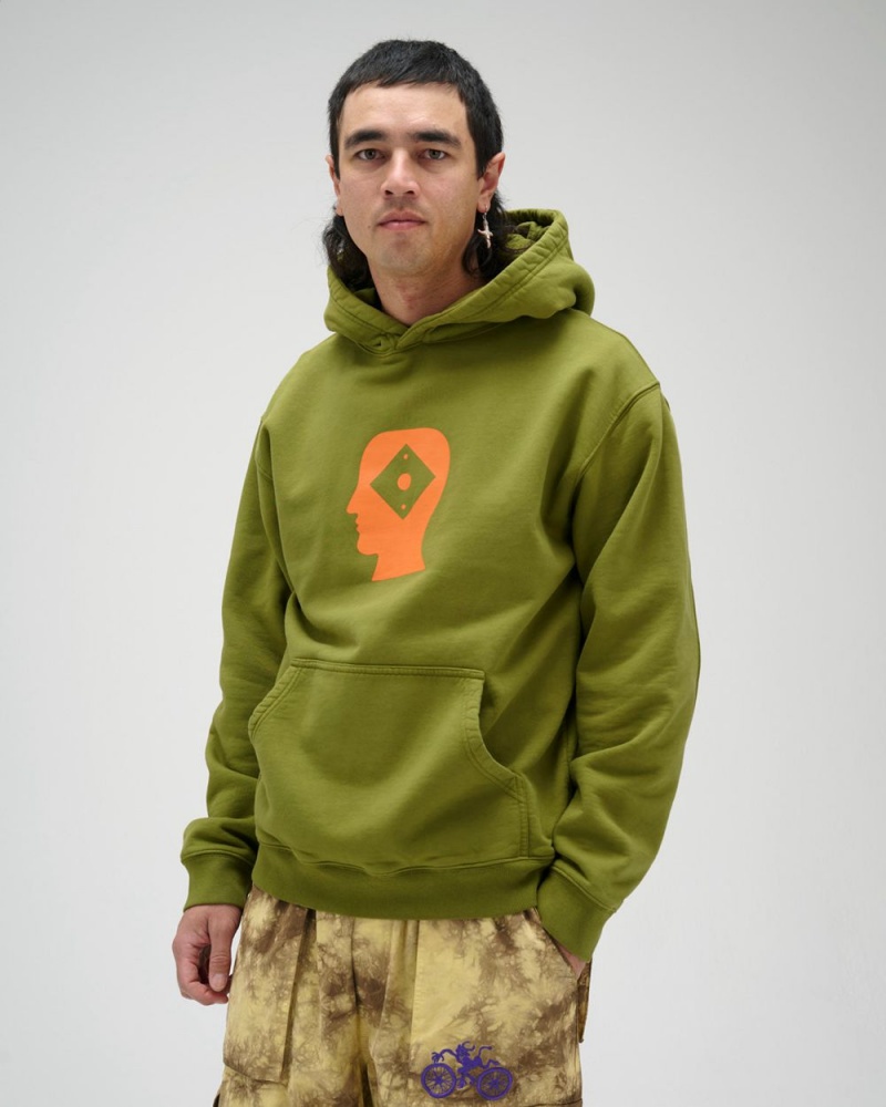 Green Brain Dead X Rapha Logo Lock Sweatshirt Hoodie | USA IHUM06237