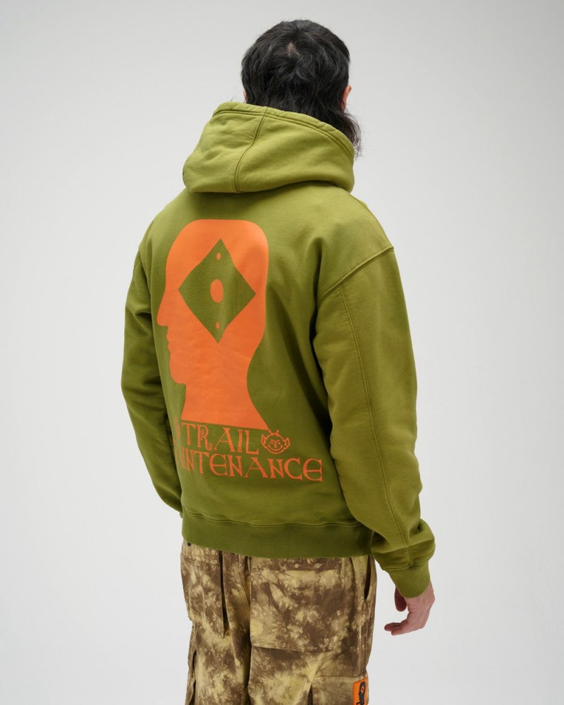 Green Brain Dead X Rapha Logo Lock Sweatshirt Hoodie | USA IHUM06237