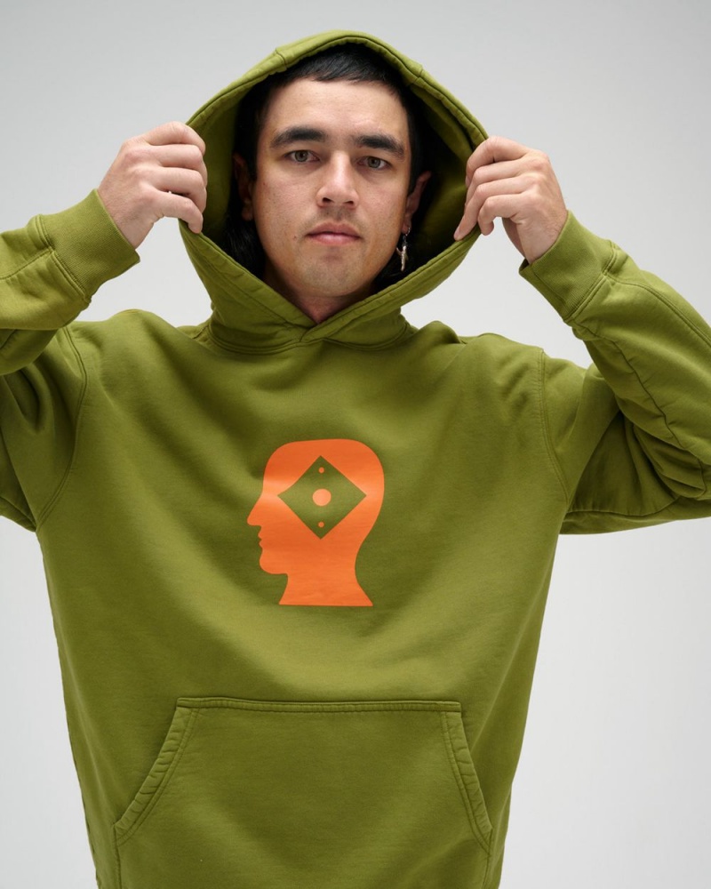 Green Brain Dead X Rapha Logo Lock Sweatshirt Hoodie | USA IHUM06237