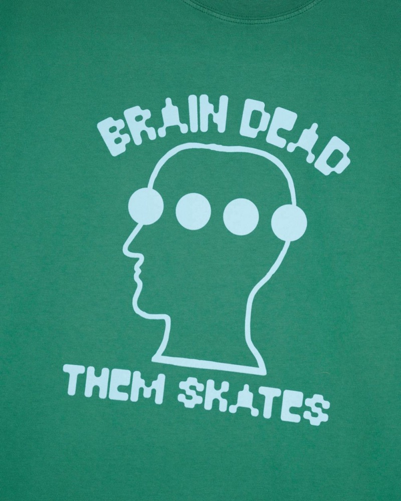 Green Brain Dead X Them Skates Logo Head Dots T-Shirt | USA AFQT25148