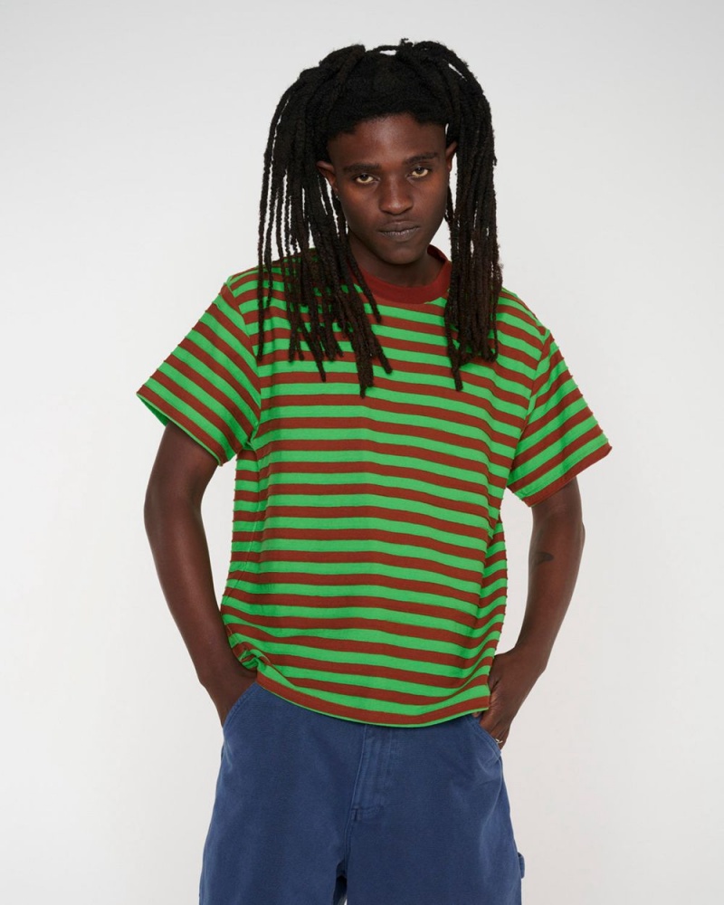 Green Red Brain Dead Denny Blaine Striped T-Shirt | USA UCFS21765