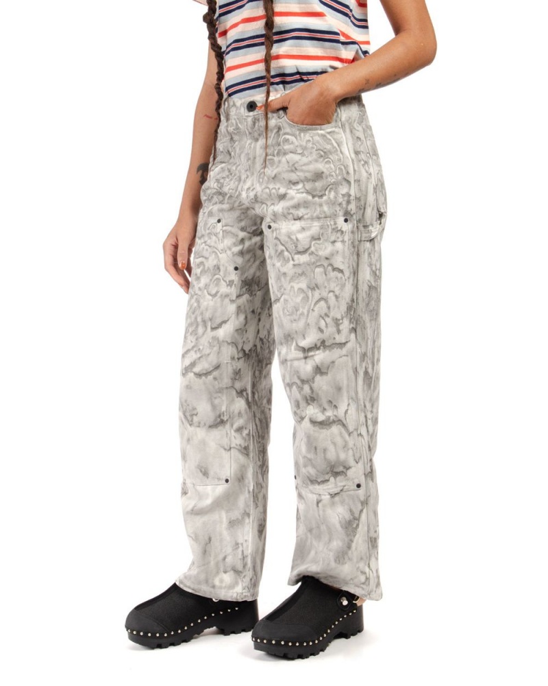 Grey Brain Dead Liquid Dye Double Knee Utility Pant | USA FJER42765