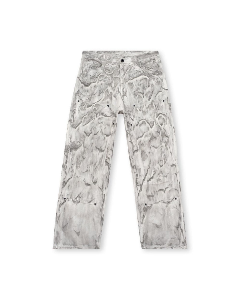 Grey Brain Dead Liquid Dye Double Knee Utility Pant | USA FJER42765